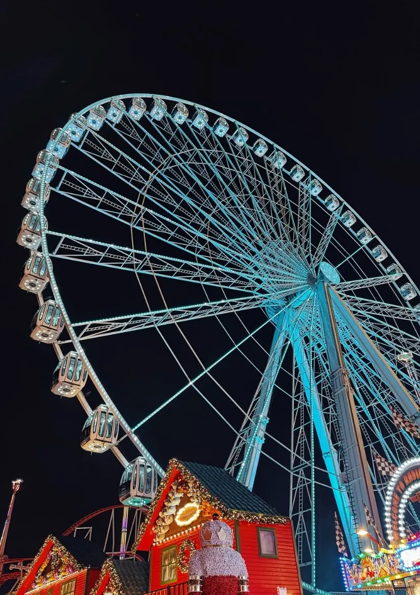 The Giant Wheel lit up at Hyde Park Winter Wonderland